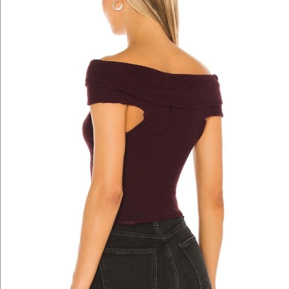 Free People Maroon Off Shoulder This Cutie Top in Black Raisin Size L NWT - Picture 10 of 11